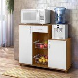 Fruteira para Microondas e galão Madeirado/Branco